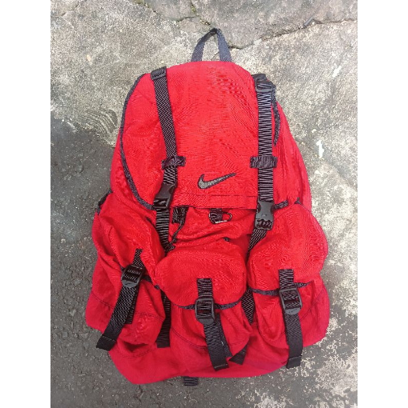 backpack nike vintage 90s rucksack parachute red nylon
