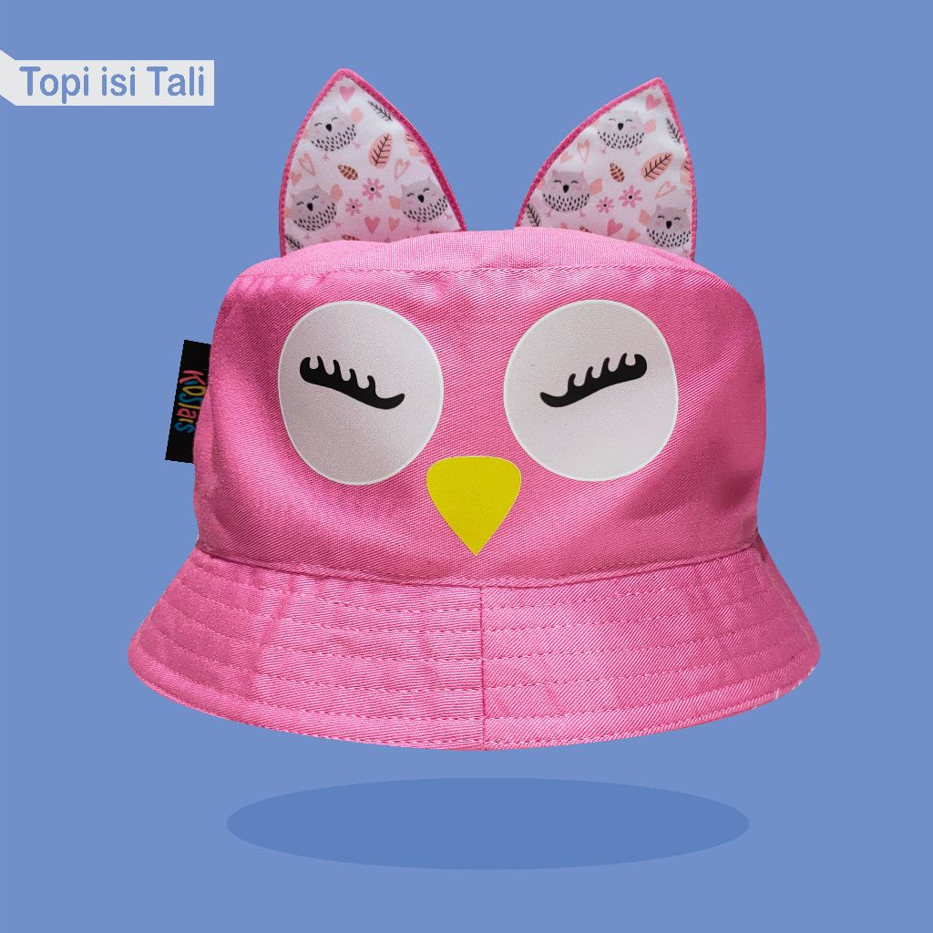 Topi Anak Perempuan Topi Bucket Anak Motif Pink Owl