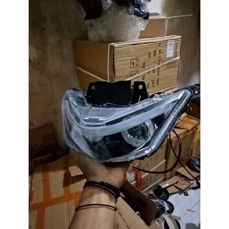 Satu Paket Headlamp Reflektor Batok Kepala Lampu Depan Beat Deluxe 2020-2022 Beat Street ABS Custom 