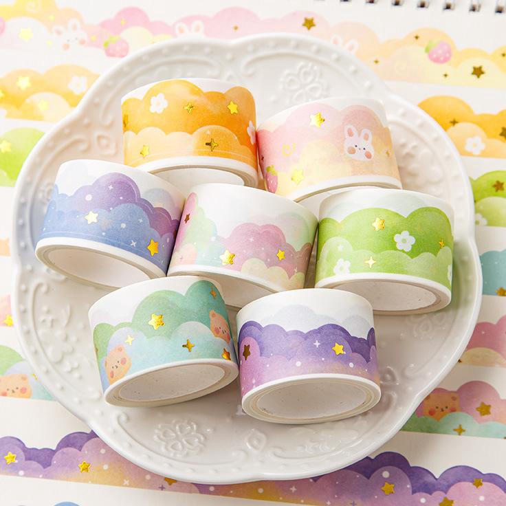 

SPESIAL DISKON Washitape Masking Tape Selotip Kertas Motif Awan Warna Pastel Karakter Kartun Lucu Model Korea Jepang Aesthetic Untuk Hias buku Journal Diary Catatan Harian Memo Scraping Book HP Tempat Pensil ATK dll