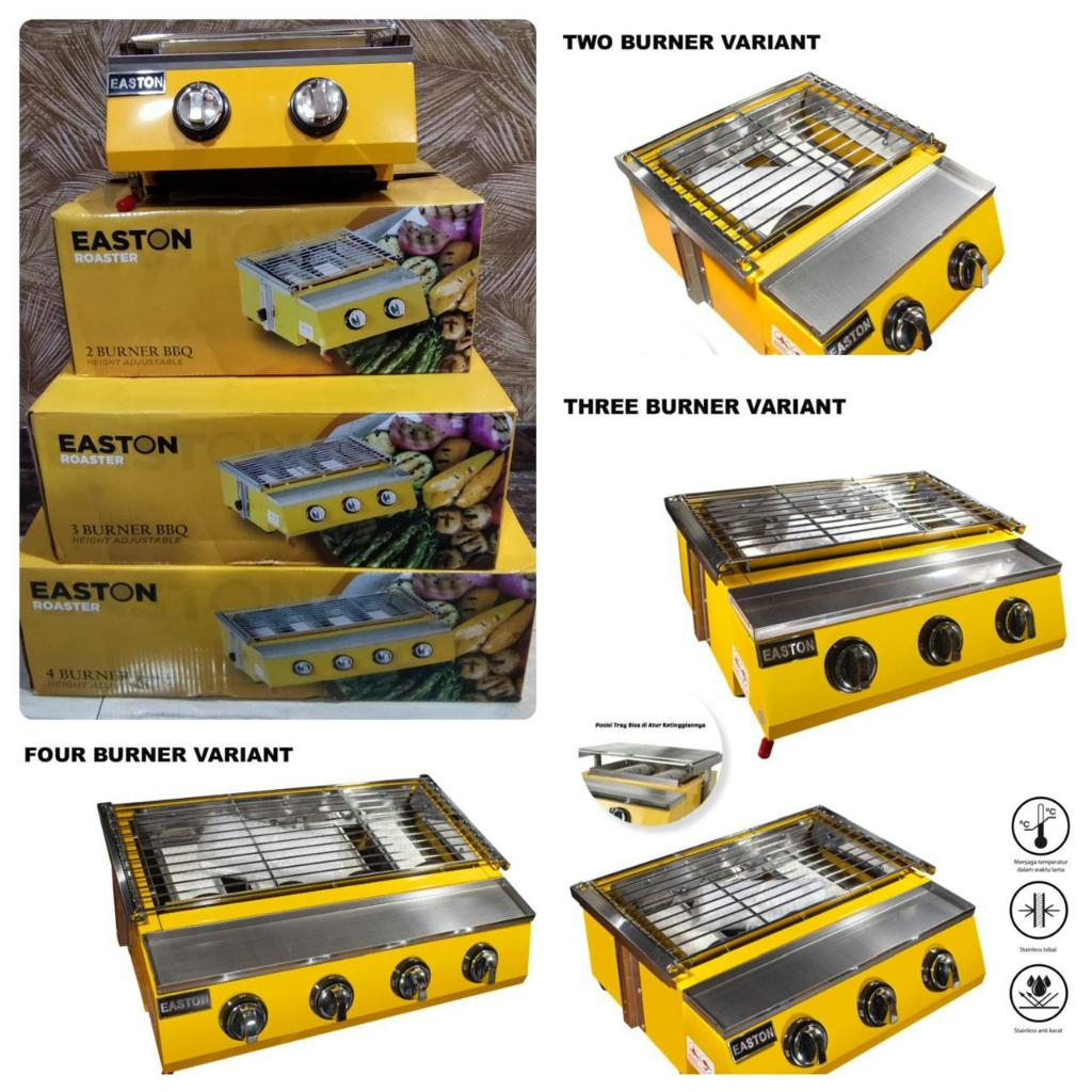 Kompor Pemanggang sosis Gas elpiji Roaster EASTON 2 3 dan 4 tungku full set
