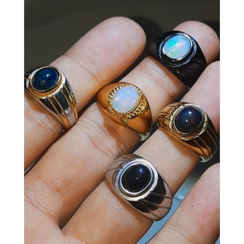 Cincin Kalimaya Black Opal Afrika Original Top Quality Dim 8×10