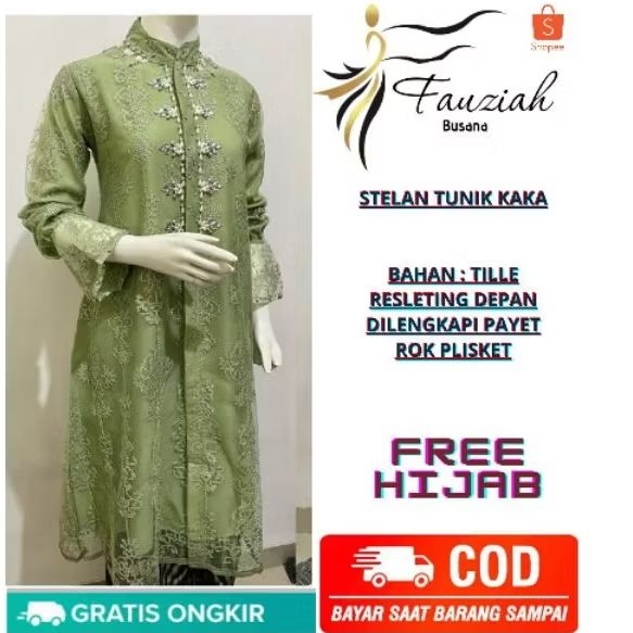 COD/STELAN KEBAYA TUNIK KAKA/STELAN KEBAYA TERBARU/KEBAYA TUNIK/KEBAYA PANJANG/TUNIK TERBARU