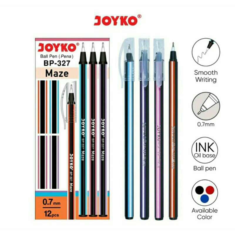 

1 Pak Pulpen Joyko Maze BP-327 Tinta hitam