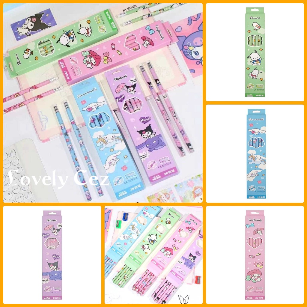 

Pensil 2B Box isi 12pcs Pensil 2B Karakter Morol, Kuromi isi 12pcs + serutan