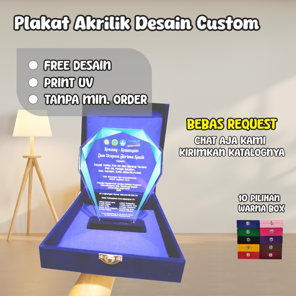 Cetak Plakat Bahan Akrilik Aesthetic Tebal 5mm & 8mm / Piala Akrilik Esport Bahan Premium / Piala Pe