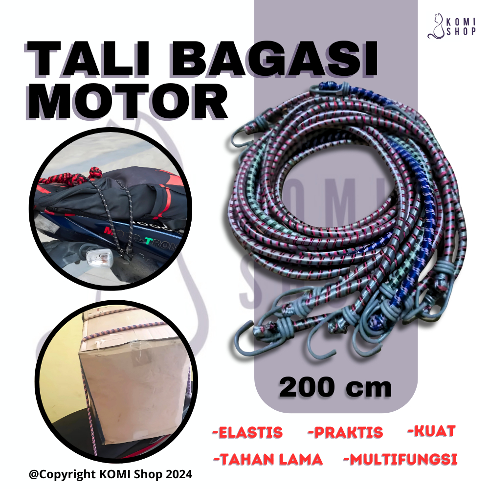 Tali Karet Pengikat Barang di Motor / Tali Bagasi Motor 2 meter 200cm Multifungsi dan Serbaguna