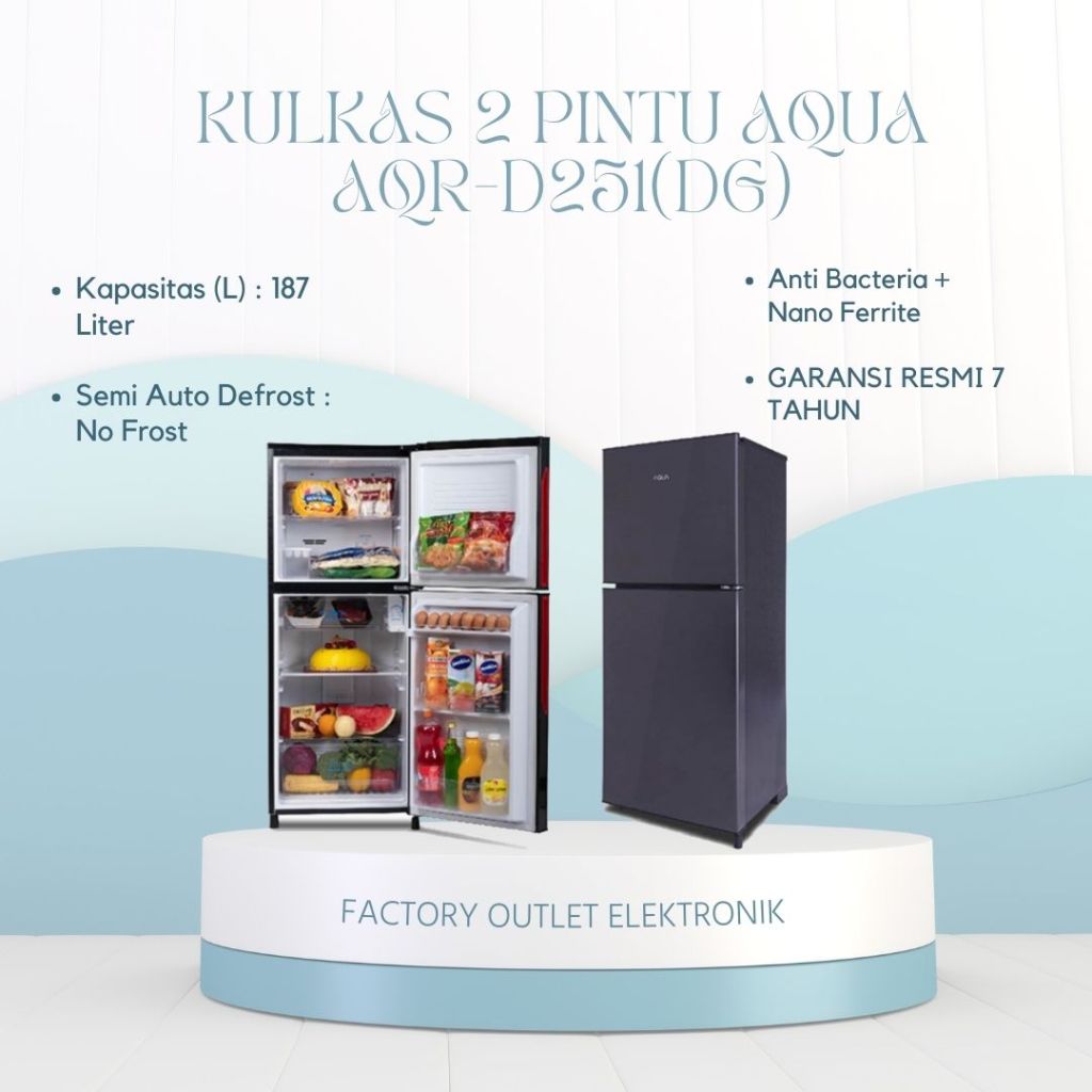 KULKAS 2 PINTU AQUA AQR-D251(DG)