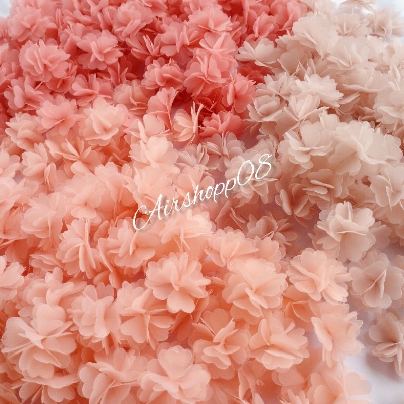 Aplikasi bunga organza tanpa payet