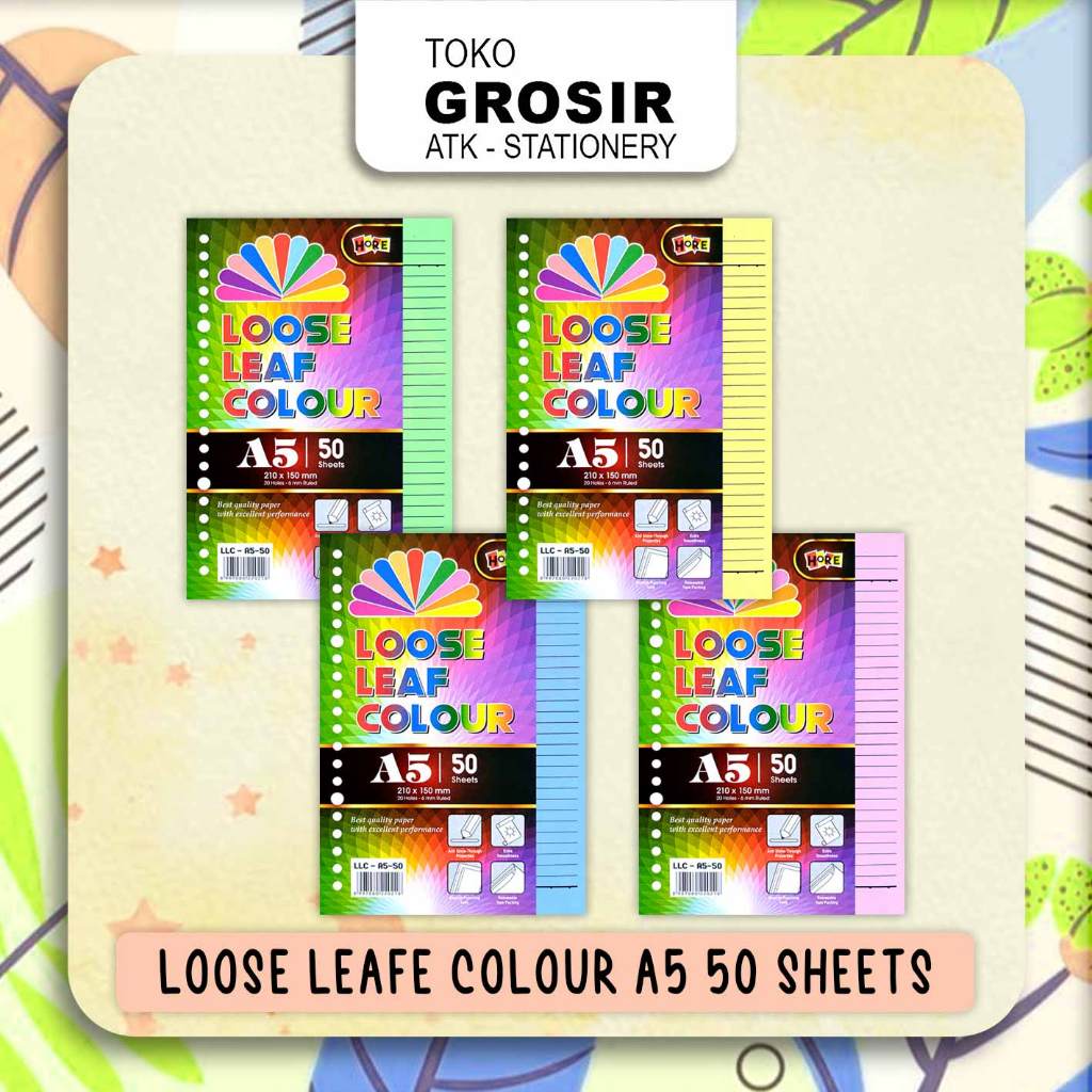 

Isi Binder Warna Isi 4 Warna Ukuran A5 50 & 100 Lembar Loose Leaf Colour A5 Merk HORE
