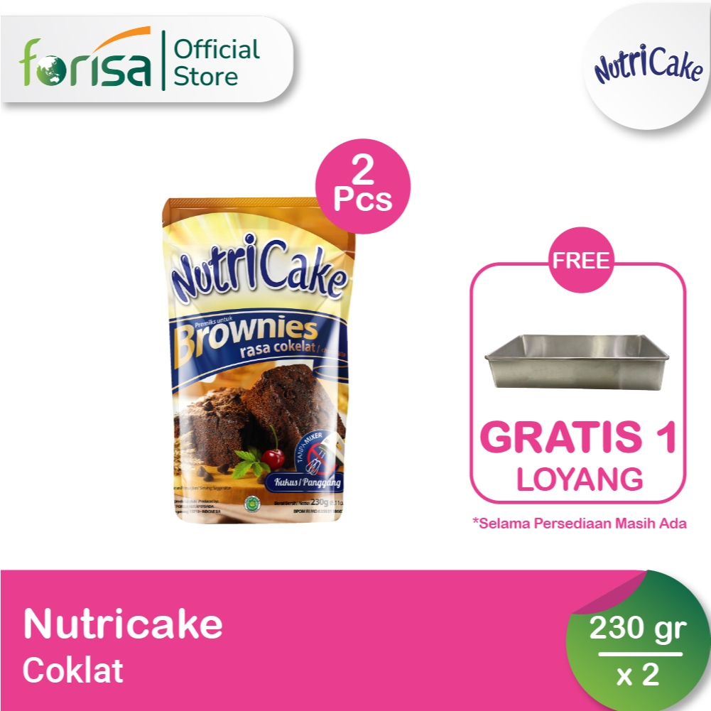 

[FREE Loyang Brownies] Nutricake Premiks Brownies Coklat 230 Gr 2 Pcs