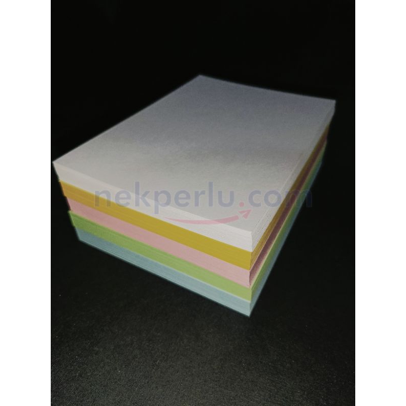 

KERTAS HVS A6 70GR WARNA MIX 10,5 CM X 14,8 CM PRINT RESI ONLINE/ CETAK LABEL WARNA MIX