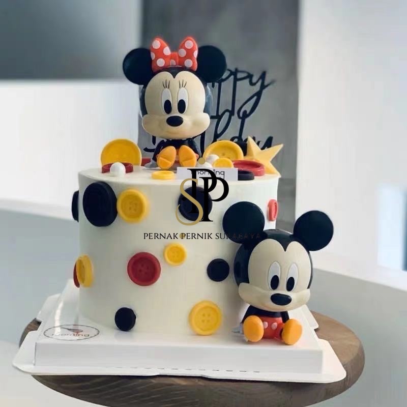 [2 BIJI] 1 SET MM MINIATUR MICKEY MOUSE DAN MINNIE MOUSE HIASAN KUE ULANG TAHUN BIRTHDAY CAKE TART D