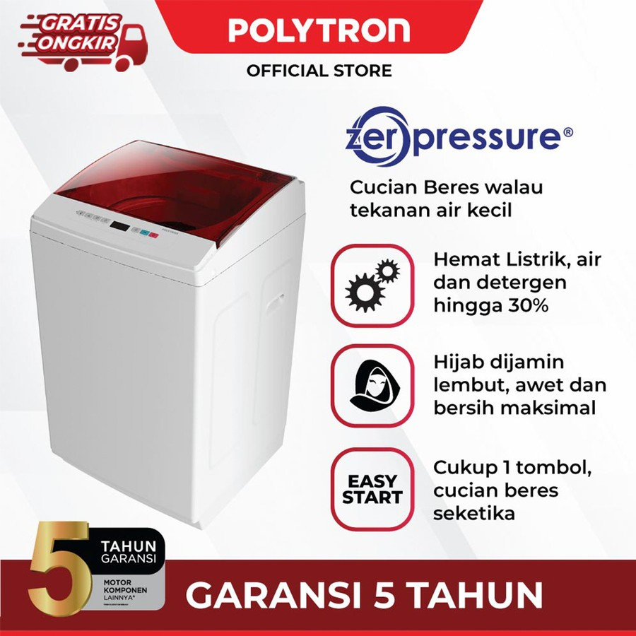 MESIN CUCI POLYTRON PAW 9527 / POLYTRON MESIN CUCI 1 TABUNG ZEROMATIC SERIES HIJAB PAW 9527 [9.5 KG]