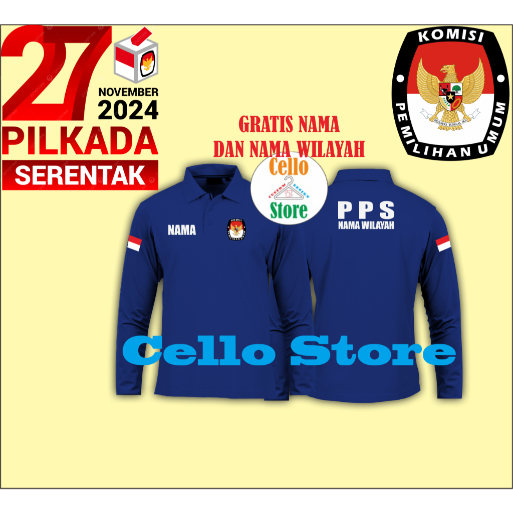 Kaos Polo PPS gratis NAMA lengan panjang dewasa