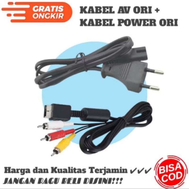 KABEL AV ORI PLAYSTATION + KABEL POWER ORI PS2 PS3/AV ORI/POWER ORI