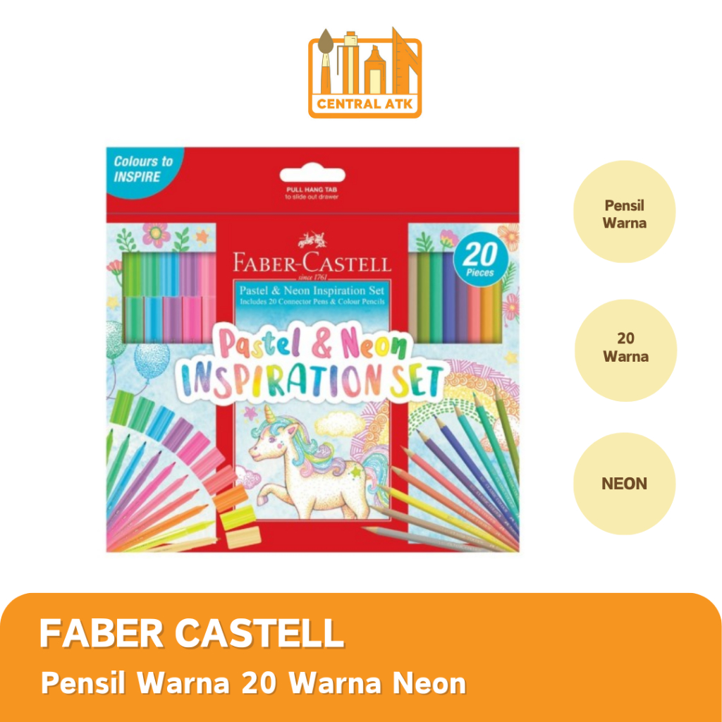 

FABER CASTELL PENSIL WARNA DAN SPIDOL 20 WARNA PASTEL NEON PACK 155035