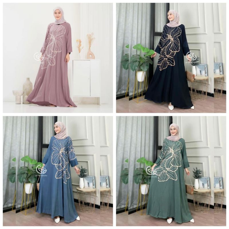 Baju gamis kaftan motif  LD 170cm rayon premium