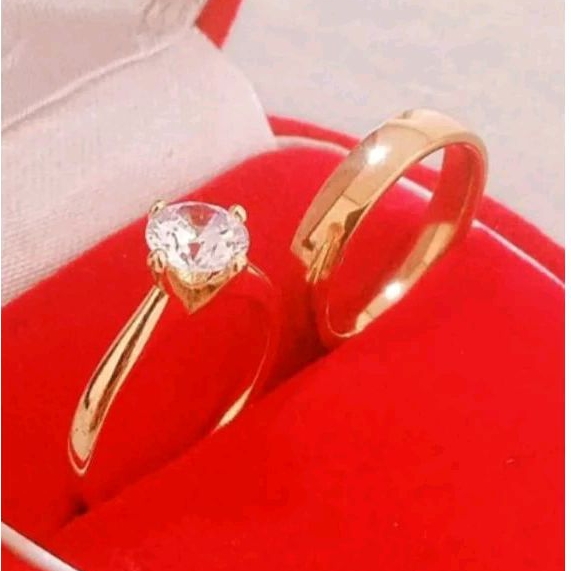 Cincin Couple Kawin Titanium Asli Cincin Tunangan Perhiasan Anti Karat