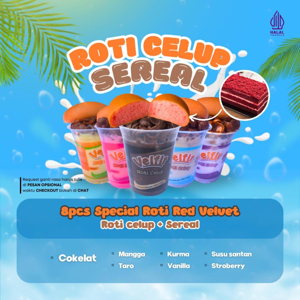 

Velfit Roti Celup Redvelvet dengan Isi 8pcs Mix 6 Rasa dan Sereal 5g