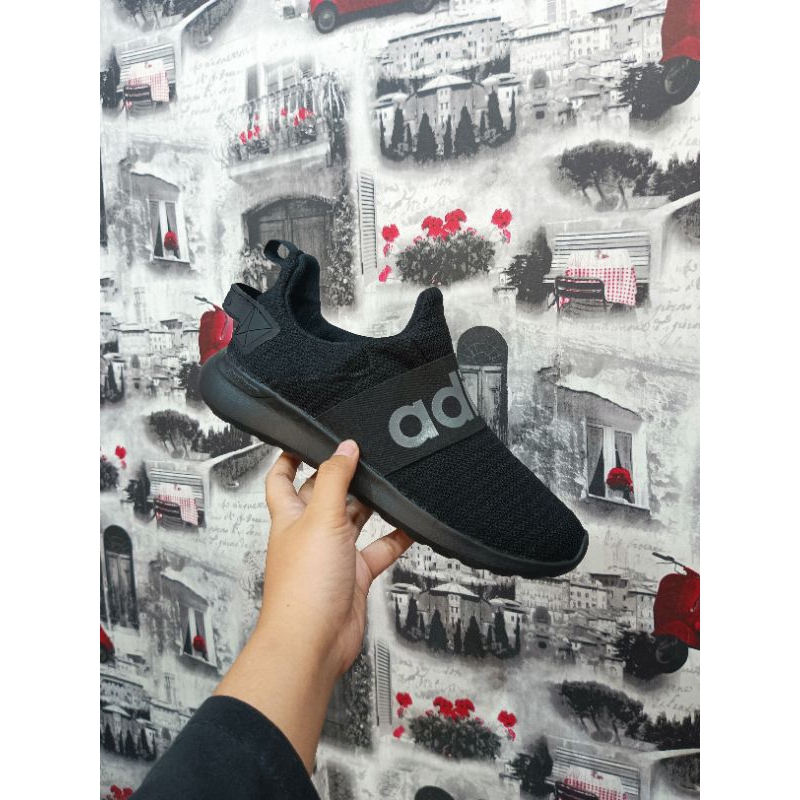 Sepatu Slip On Casual Pria Wanita Adidas Lite Racer Adapt Full Black 100 % Original BNWB