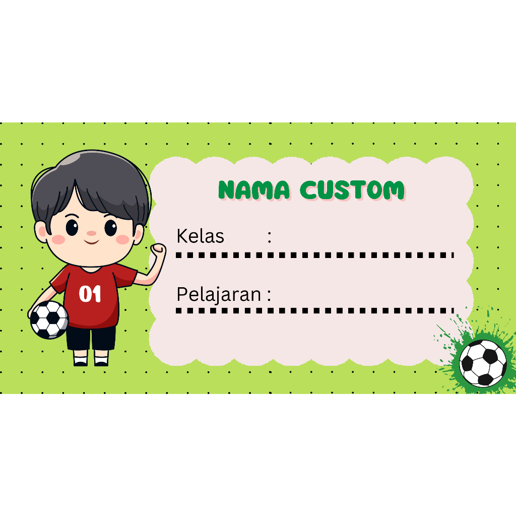 54 PCS Stiker Mapel Buku Sekolah Nama Anak Cowok