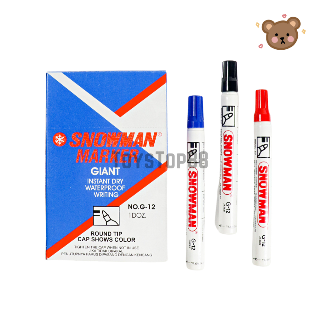 

Snowman Permanent Marker G-12 - Spidol Permanen Tidak Bisa Dihapus Hitam Merah Biru - 100% Original [PER PCS]