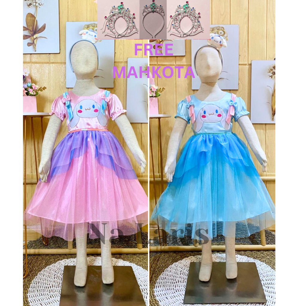 DRESS SANDRIO CINAMORO PESTA ULANG TAHUN ANAK PEREMPUAN USIA 3-8 TAHUN/BAJU ULTAH MOTIF CINAMORO ANA