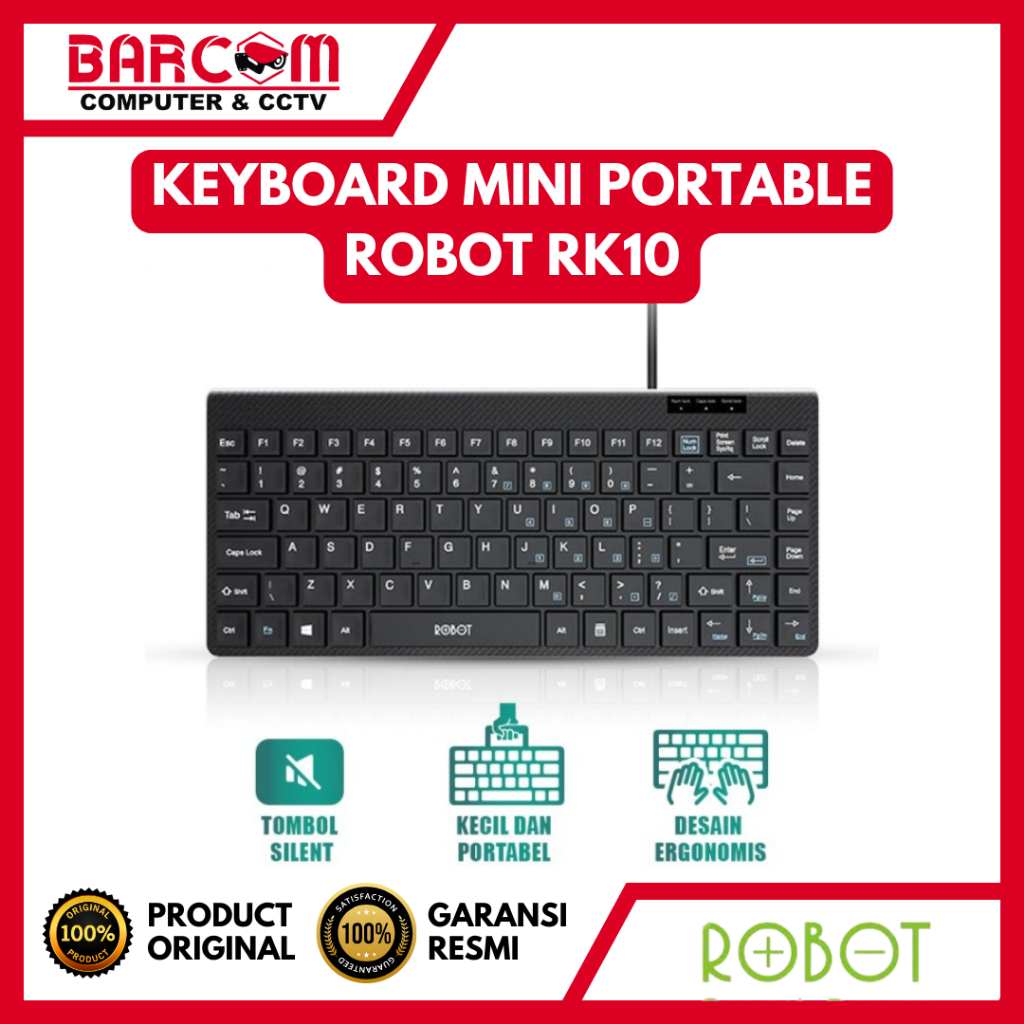 KEYBOARD MINI PORTABLE ROBOT RK10 USB WIRED RK10 ULTRA THIN - ORIGINAL ROBOT