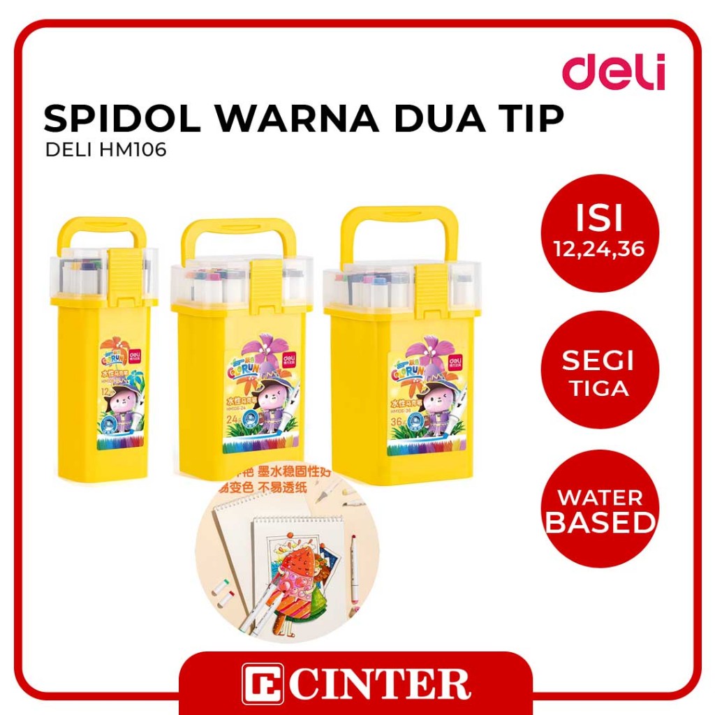 

DELI - WATER - BASED SKETCH MARKER COLOUR / SPIDOL WARNA DUAL TIP HM106