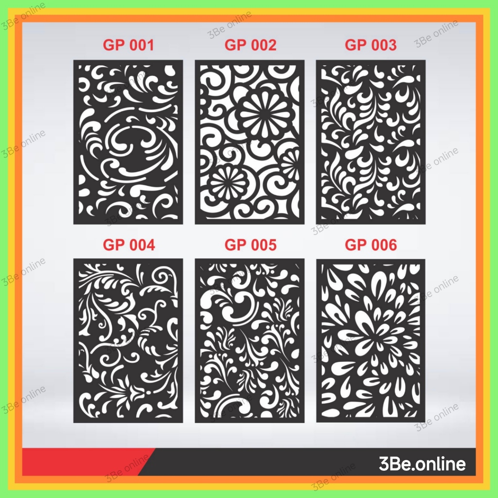 Plat laser cutting 80cm x 120cm x 1,6mm ornamen pintu pagar hiasan dinding balkon raling tangga besi