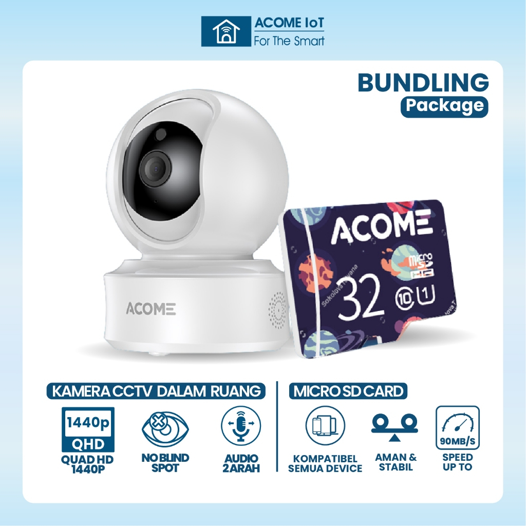 ACOME APC03 + Micro SD 32 Gb Smart Camera CCTV Camera Audio FULL HD 1440P 4MP Kamera No Blind Spot 2