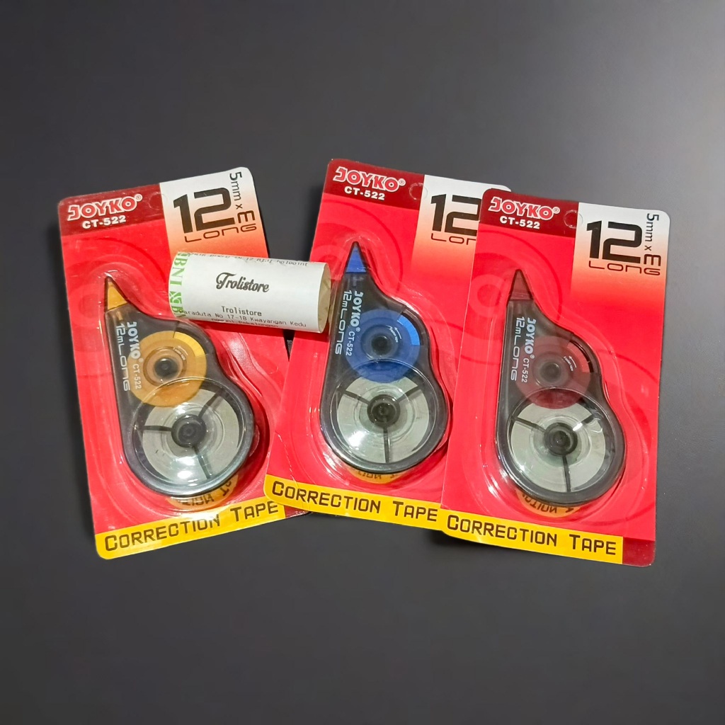 

ZAFIT.ID Z076 TIPEX JOYKO CT-522 12mm LONG BESAR JOYKO TIPEX roll tapeX correction tape ZAFIT.ID GROSIR ATK ALAT TULIS SEKOLAH ANAK KEDUNGWUNI PEKALONGAN JAWA TENGAH