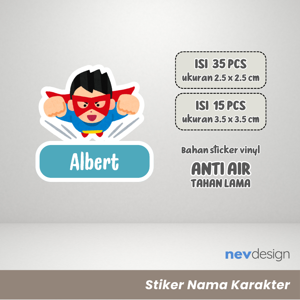 

Stiker Nama Alat Tulis Sekolah - Buku - Label Nama Karakter - Custom Anti Air Waterproof - SN7-001 - Nev Design