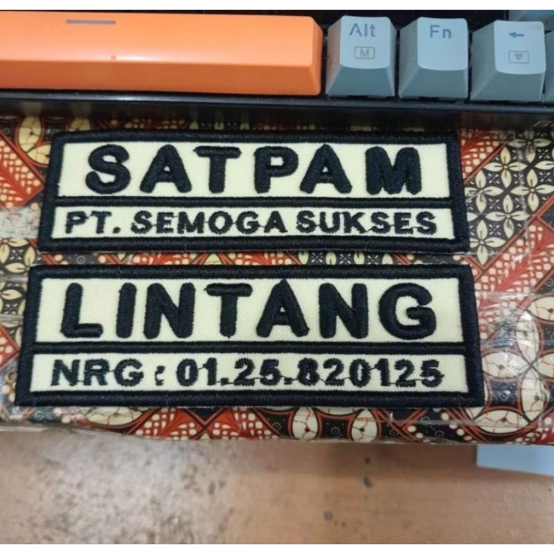 Bet Bordiran Timbul Satpam Dan Nama Krem | Bet Bordiran Komputer Timbul