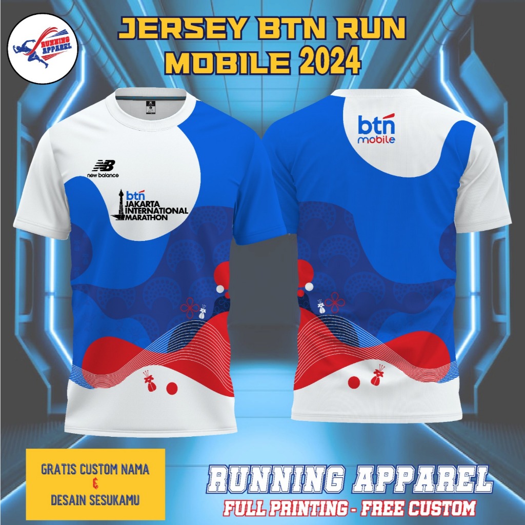 Jersey Running Custom Komunitas & Event BTN RUN MOBILE 2024 – Dryfit Milano Full Printing | Bisa Nam