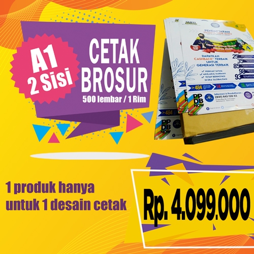 

Cetak Brosur A1 (2 Sisi ) 1 rim / 500 lbr | Art Paper 120 gr Murah !