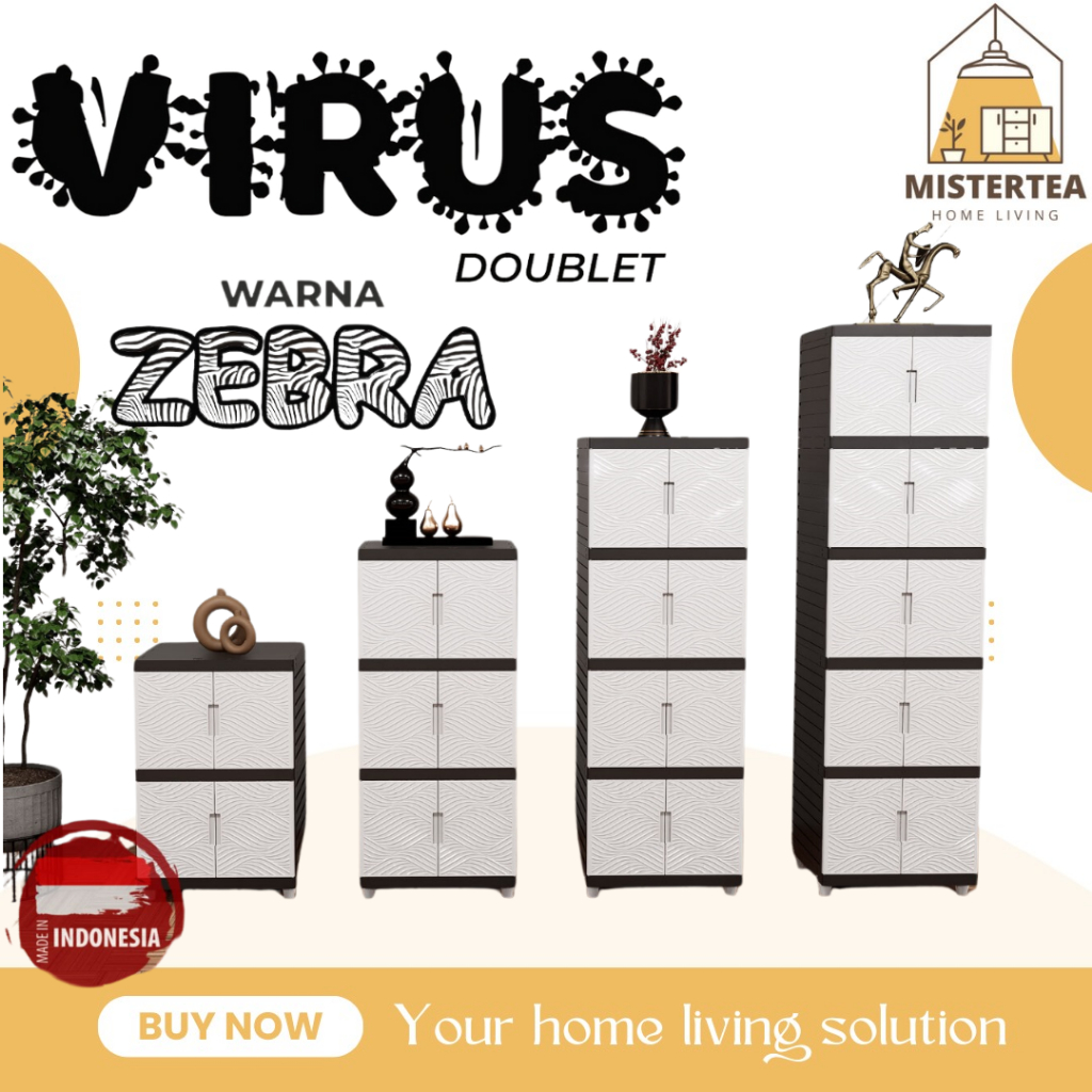 [READY STOCK] LEMARI PLASTIK JUMBO SERBAGUNA KINGDOM PLAST VIRUS ZEBRA / VRZ / RAK SUSUN BAJU / PAKA