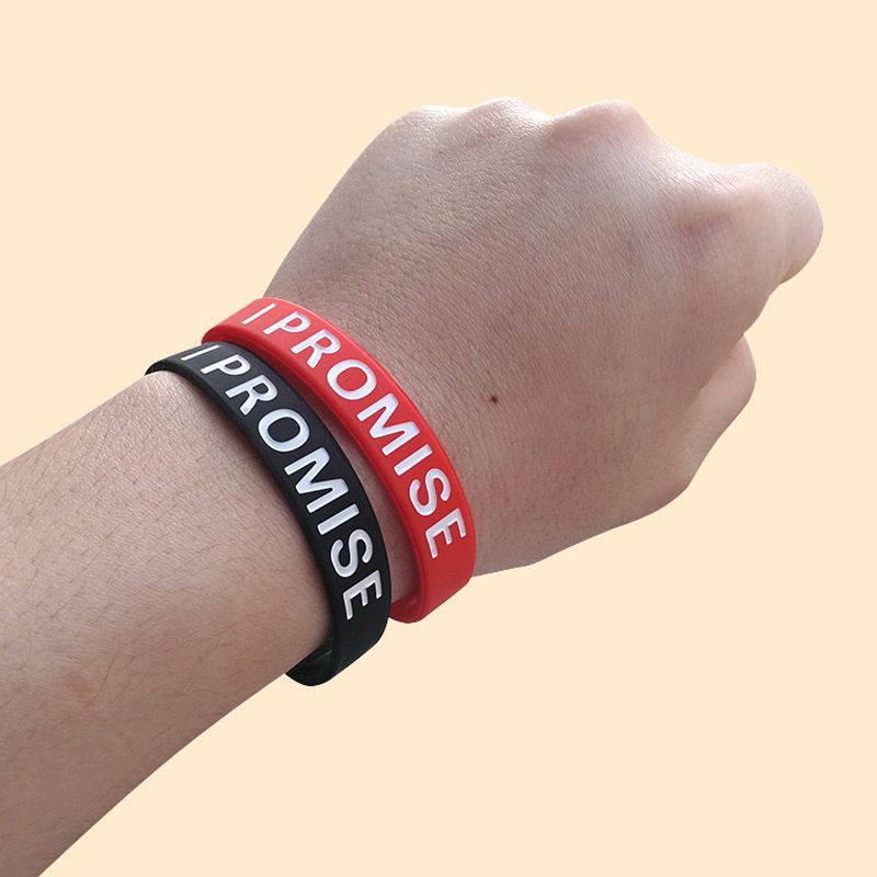 Gelang Pria Bahan Karet Silikon I PROMISE Warna Hitam & Merah - Gelang Silikon Sederhana gelang tang