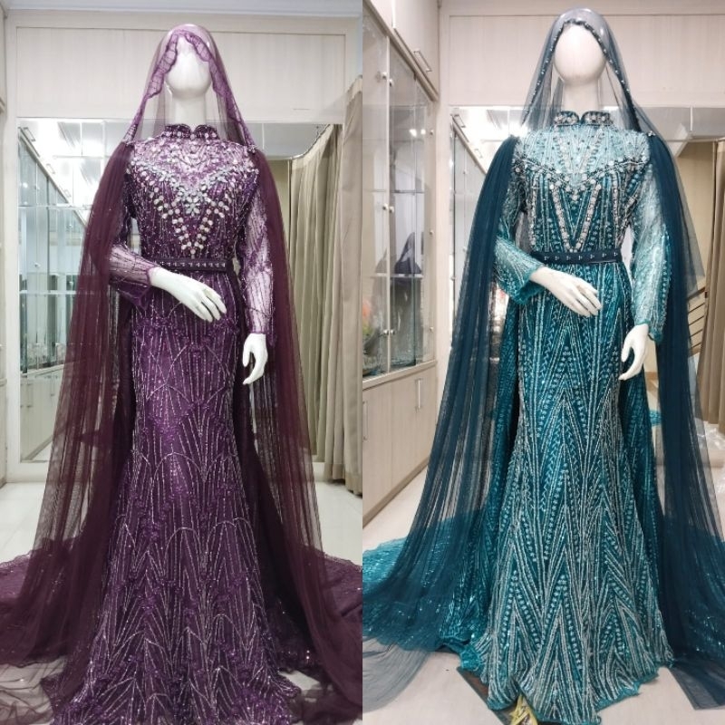 Baju Pengantin Dress Ekor Lepasan / Gaun Pengantin Duyung Dress  / Wedding Gown Ekor Lepas Pasang