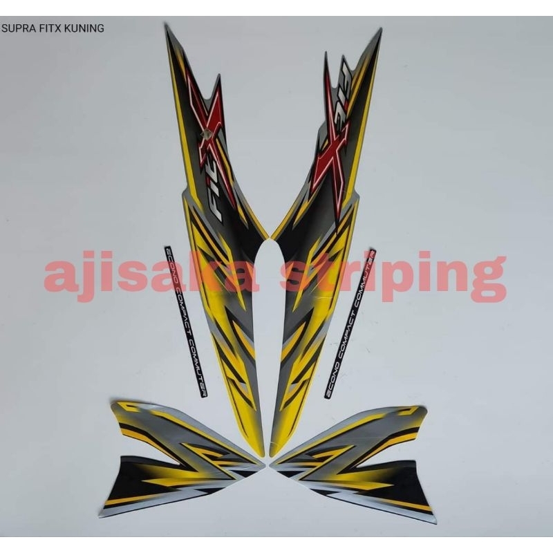 striping stiker bodi motor honda fit x 2007 2008 silver kuning