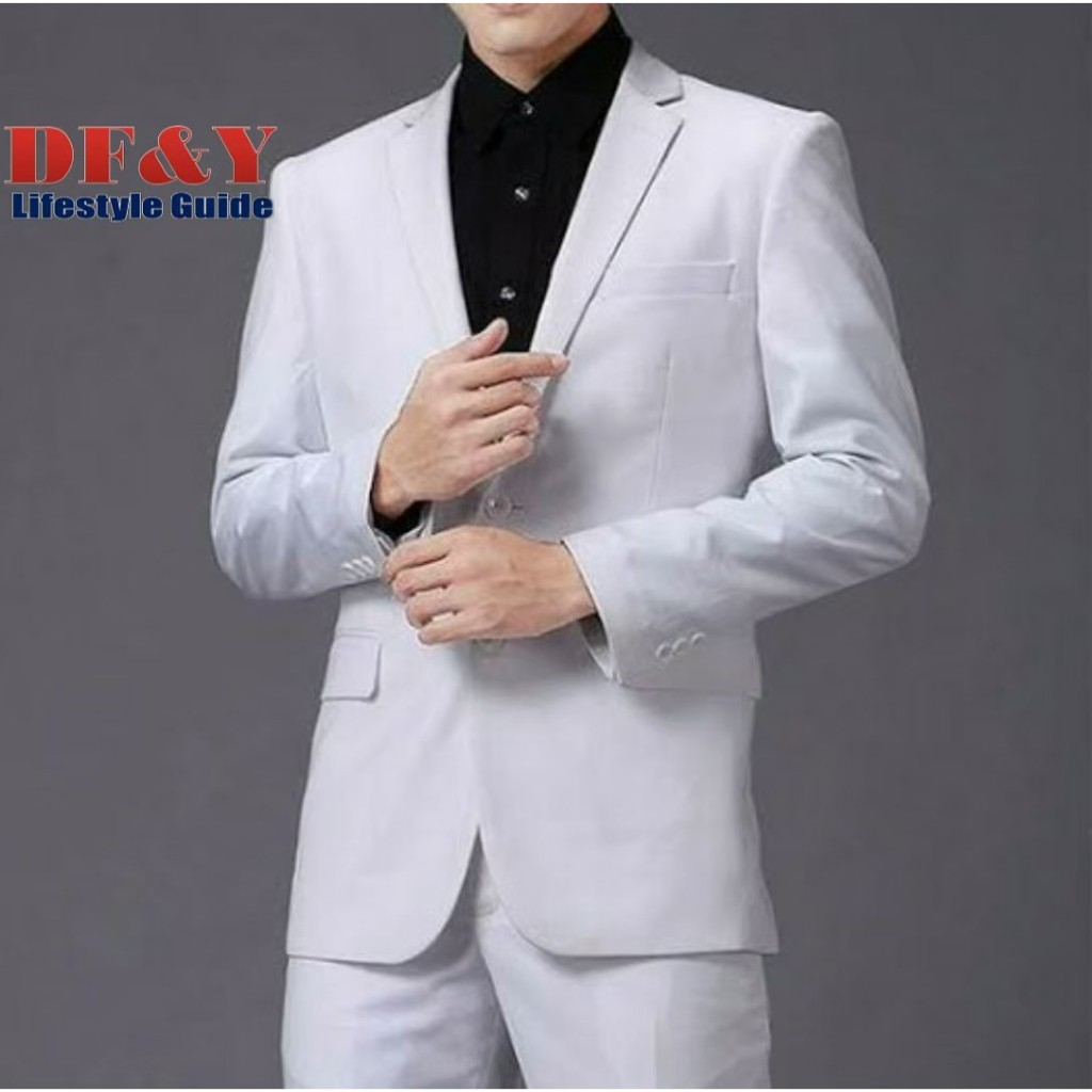 Jas Blazer Pria Putih - White / Jas Blazer Kerja Kantor Formal / Jas Style Korea Slimfit / Jas Wisud