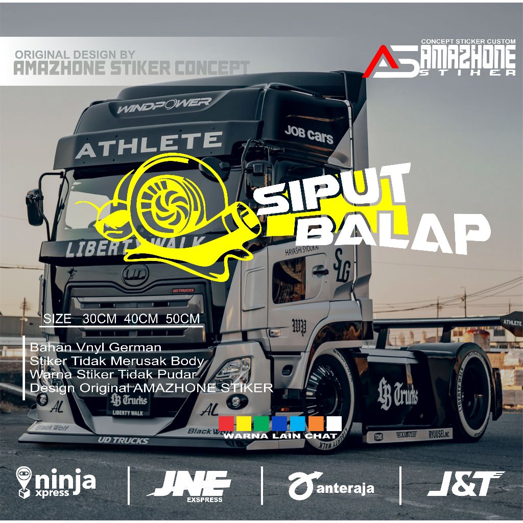 Stiker truk siput balap cutting variasi kaca truk pickup mobil siput turbo