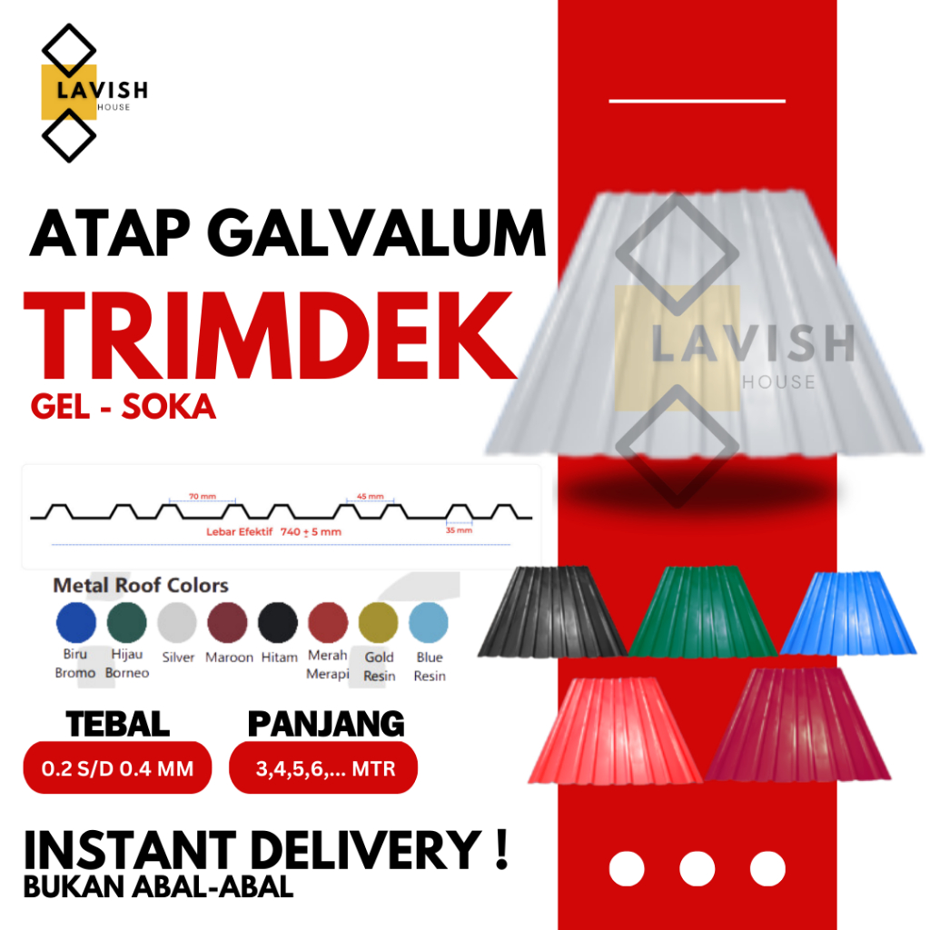 ATAP SPANDEK GELOMBANG SOKA ATAP GALVALUM ATAP TRIMDEK GELOMBANG SOKA TEBAL KUAT GELOMBANG SOKA GALV