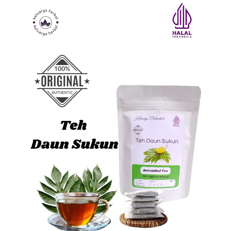 

Keluarga Botanikal Teh Daun Sukun, bredfruit leaf tea isi 30 teabag/kantong celup siap seduh