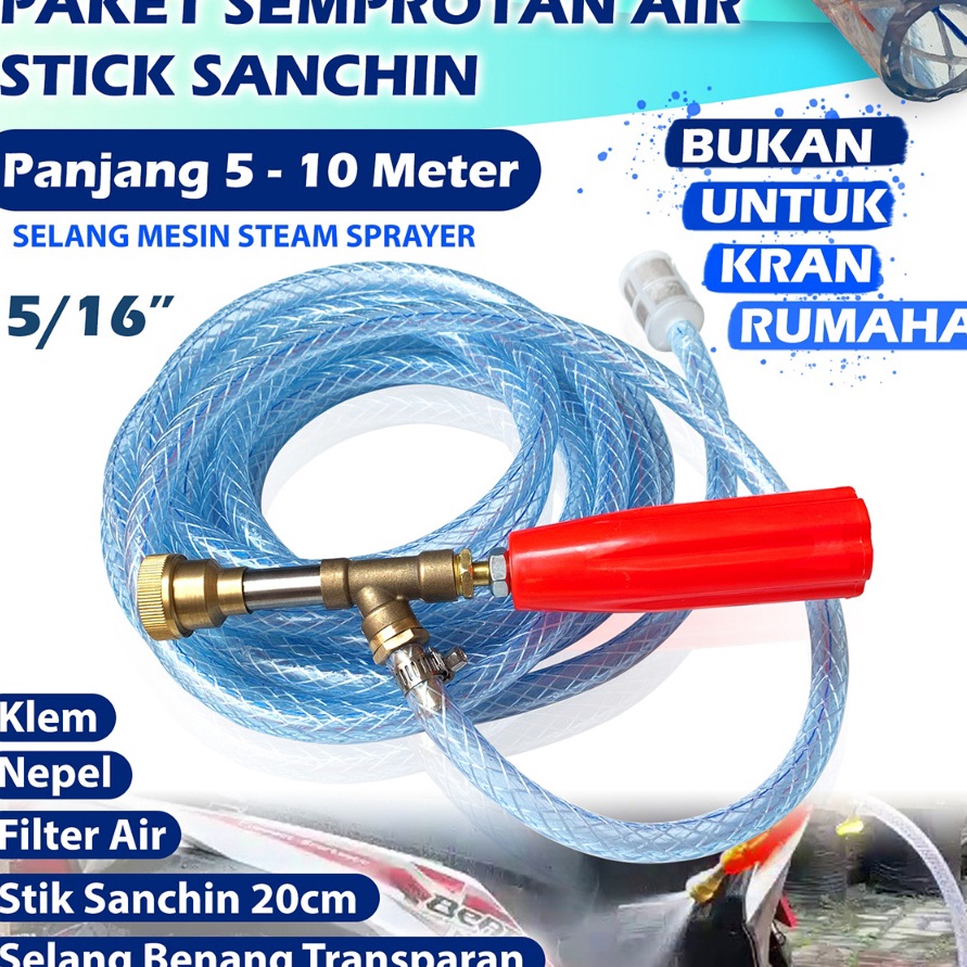 KI3 Paket Semprotan Stick Sanchin 2 Cm Jet Steam Sprayer  5 Meter 1 Meter   Paket Semprotan Air Cuci