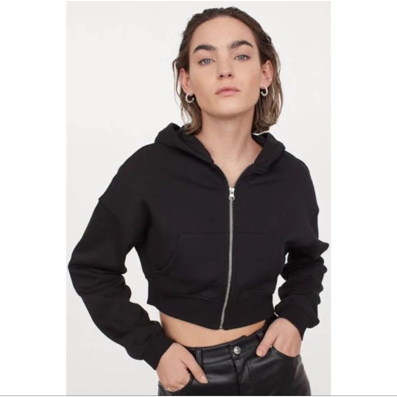Zipper crop top basic  /  Crop top zipp Hoodie hm
