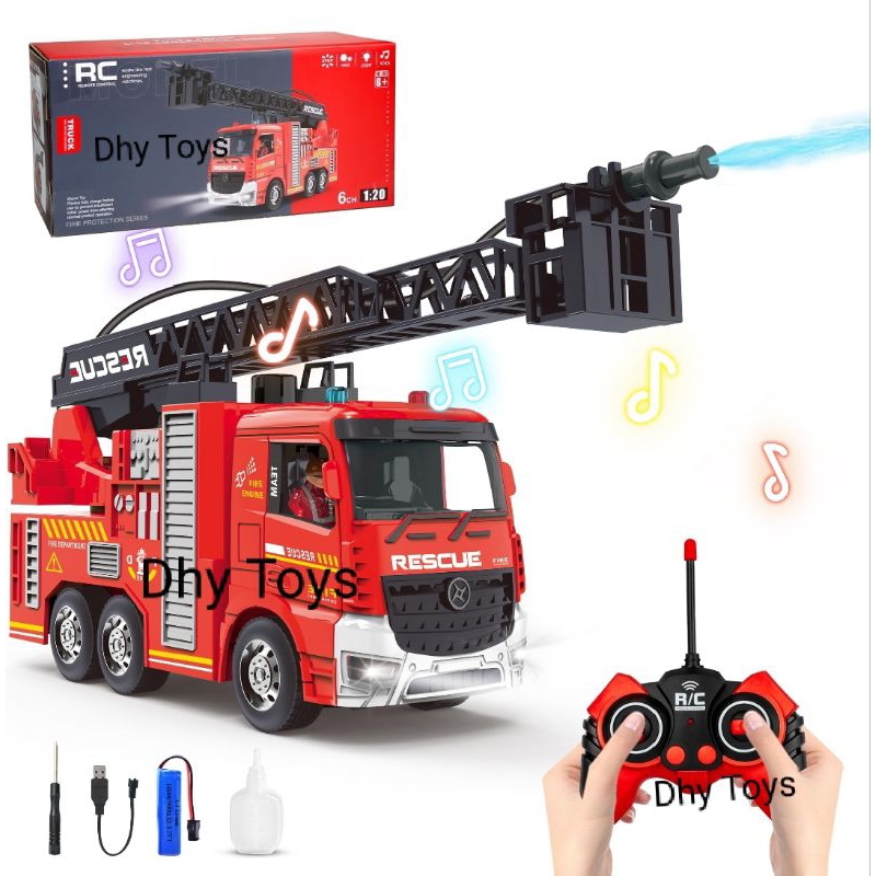 Mainan Mobil Remot Control Rc Pemadam Kebakaran Damkar Model Fire Truk Sirine Lampu