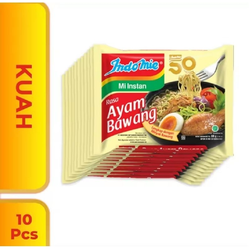 

Indomie Mi Instan Rasa Ayam Bawang 69 gr x 10pcs