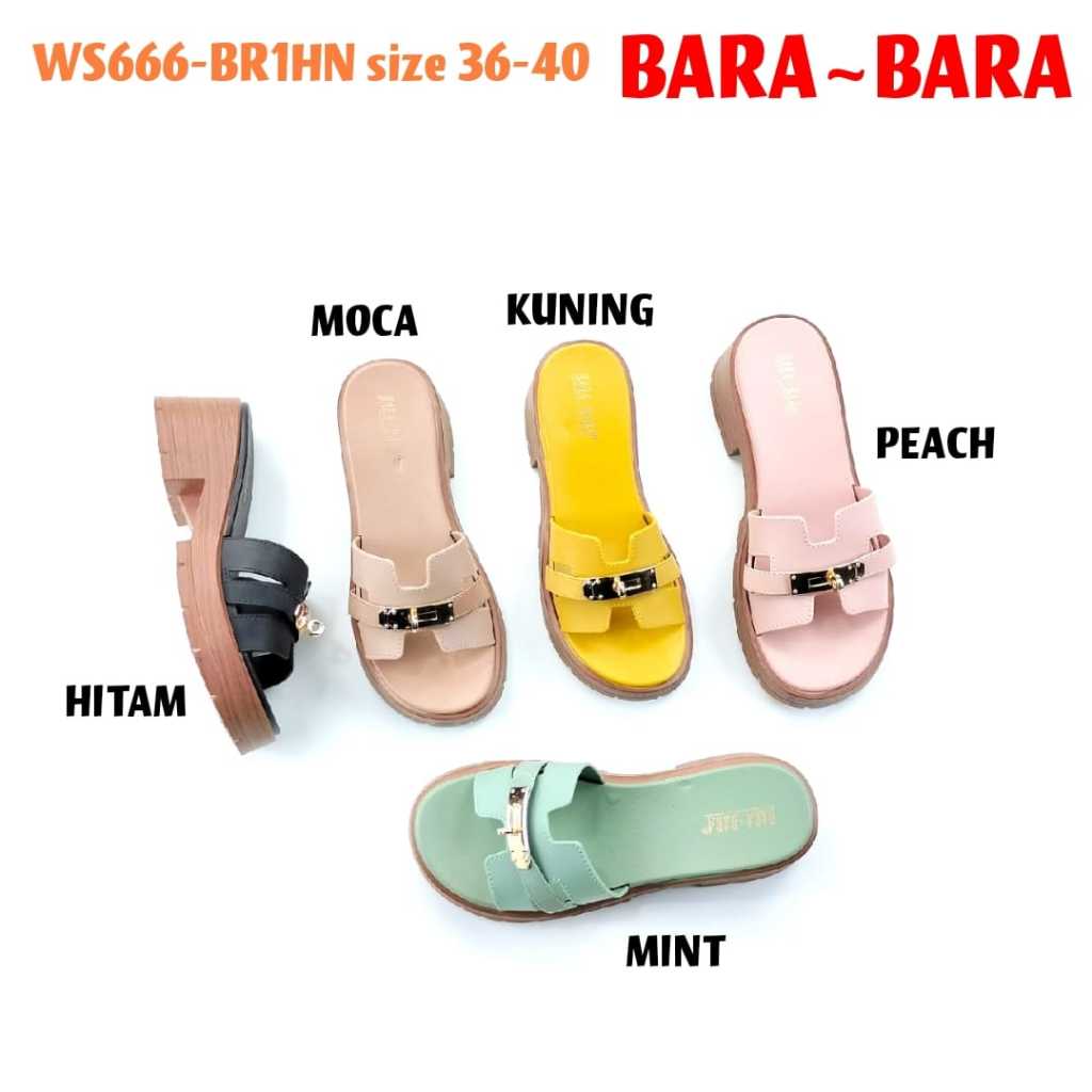 WS666-BR1HN BARA BARA ORIGINAL jelly sandal karet wedges empuk murah selop wanita barabara import